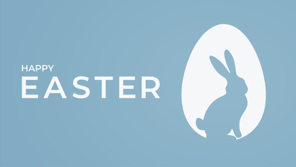 Fototapeta premium Minimal modern Easter banner with bunny silhouette and soft pastel background. Perfect for website headers, social media, ecommerce promotions, seasonal marketing and holiday campaigns.