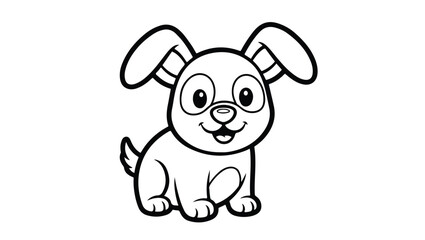 Cute Cartoon Rabbit Line Art Illustration