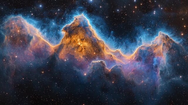 Striking celestial display of swirling nebulae and distant stars.