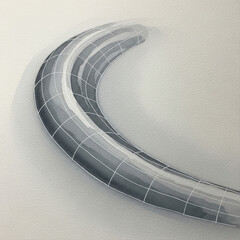 Obraz premium Curved dented mesh structure with grid pattern isolated on a white background, showcasing abstract design with soft shadows and minimalist aesthetics