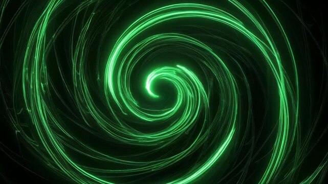 エメラルドの光が螺旋に巡る神秘的な循環アート背景