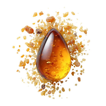 Golden Resin Droplet with Crystal Particles