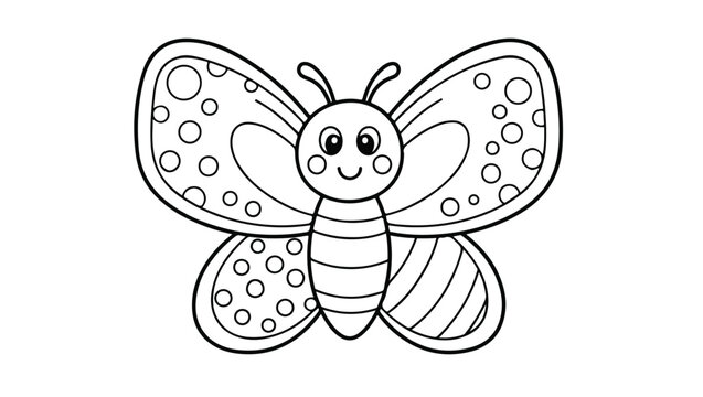 Cute Cartoon Butterfly Coloring Page for Kids
