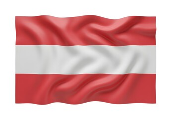 Fototapeta premium Waving national flag of Austria with horizontal red and white stripes isolated on transparent background