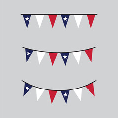 Obraz premium Seamless Texas Flag Party Bunting Border Background – Flat Design Illustration