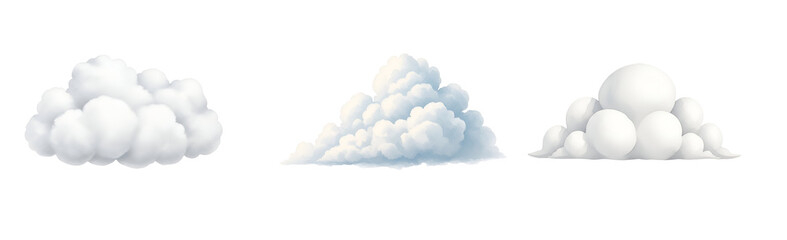 Three white clouds on transparent background