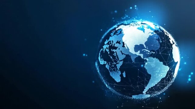 A global network, visualized as a digital globe with interconnected points, showcasing global connectivity.