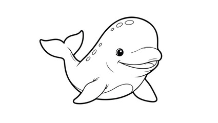 Naklejka premium Cute Baby Beluga Whale Cartoon Vector Illustration