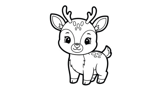 Cute Baby Deer Coloring Page Vector Illustration