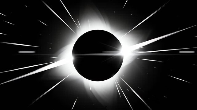 Stunning Solar Eclipse in Space with Bright Light Rays and Dark Planet.
