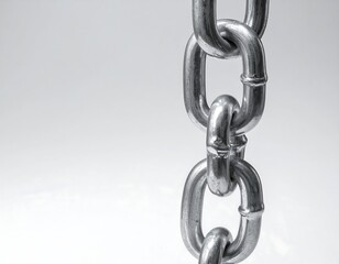 Fototapeta premium Close-up of a Metal Chain on a White Background.