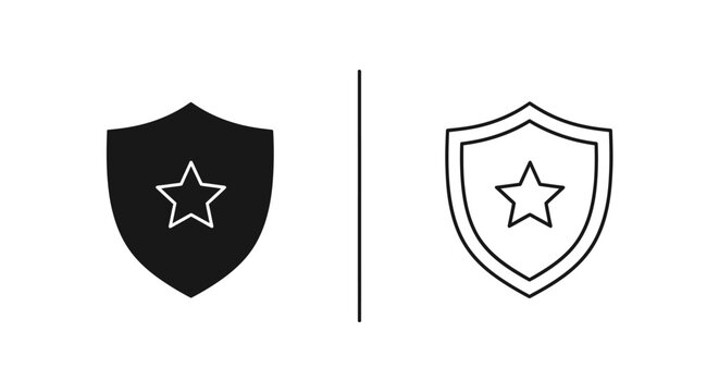 Secure shield star badges design Vector