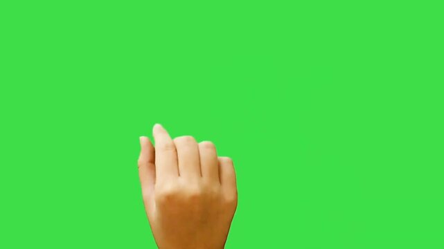 Human hand touchscreen gestures on green screen background for digital interfaces