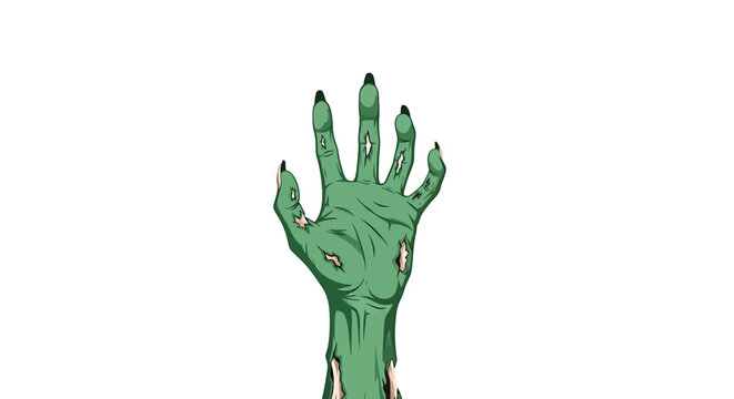 Green zombie hand vector illustration