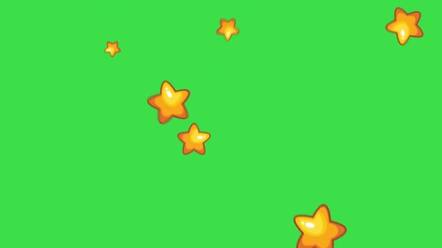 Cartoon yellow stars falling animation with green screen for video transitions