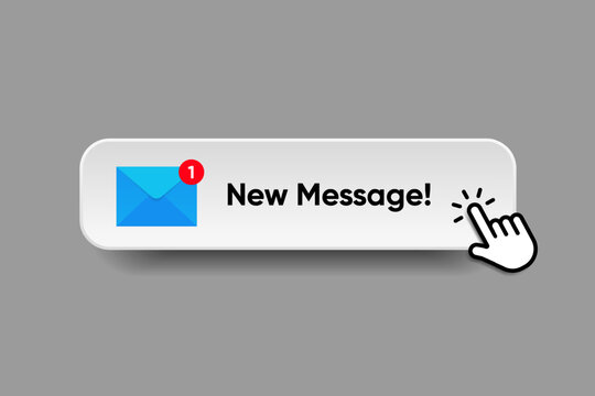 New message notification concept on realistic smartphone mockup. New email pop up. Incoming, open messaging. Chatting, mail, post, letter symbol, sign, emblem with new notification for UI UX website