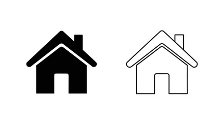 Fototapeta premium Minimalist house icons - simple home symbols Vector