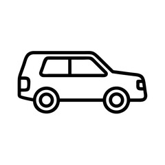 Fototapeta premium SUV Outline Icon — Car Rental Off Road Vehicle and 4x4 Transport Line Symbol