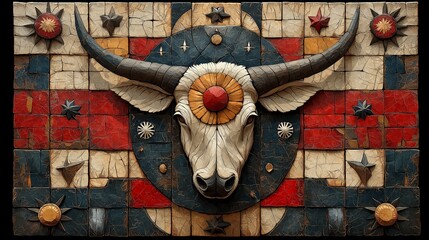 An intricate arrangement of Native American cultural symbols. AI generated