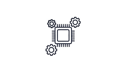 Central Processing Unit with Gears Icon.