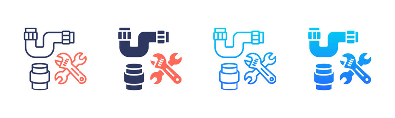 Obraz premium Pipe Replacement Icon Pack In Multiple Styles