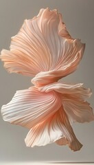 Elegant, Soft Peach Fabric in Dynamic Swirl, Abstract Composition with Gentle Curves and Light Play