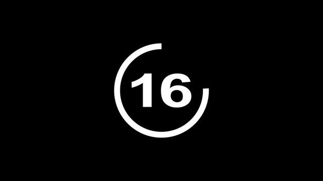 21 second Countdown timer. Minimal countdown 21 timer animation from 21 to 0 seconds. on black screen. Circle countdown timer thirty seconds animation.High quality 4K video.