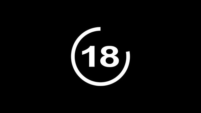 23 second Countdown timer. Minimal countdown 23 timer animation from 23 to 0 seconds. on black screen. Circle countdown timer thirty seconds animation.High quality 4K video.