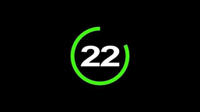 27 second Countdown timer. Minimal countdown 30 timer animation from 27 to 0 seconds. on black screen. Circle countdown timer thirty seconds animation.High quality 4K video.