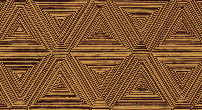 Traditional Yakan Seamless Weaving Pattern, Filipino Textile Background Featuring Geometric Triangle Shapes in Earthy Brown and Gold Tones, Authentic Cultural Fabric Design from Mindanao Philippines