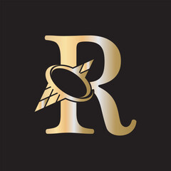 Initial Solar Logo combine with letter R vector template