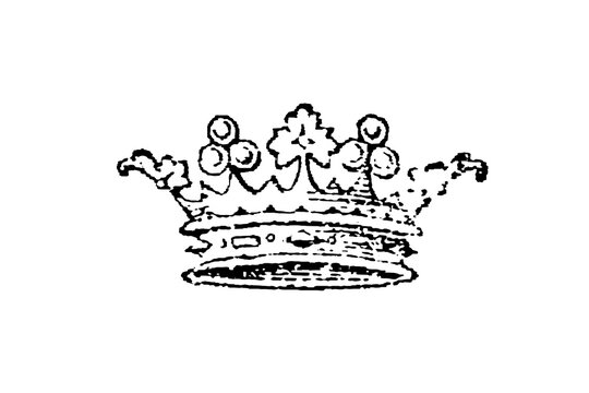 Marquis' coronet or crown with strawberry leaves alternating with pearls, symbolizing the rank of marquis, old vintage illustration, 1897.