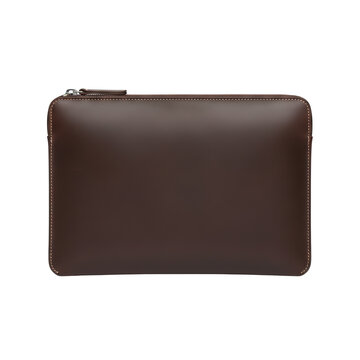 Sleek dark brown leather laptop sleeve case","laptop sleeve, document pouch, leather, brown, protective case, tech accessory, office, business, professional, minimalist, sleek, elega