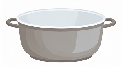 Gray cooking pot with handles for kitchen use.