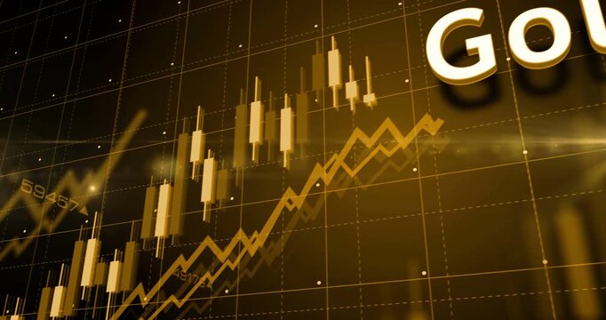 Gold and silver reserve charts and graphs diagram concept