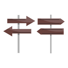 Professional wooden signposts. Directional information pointers. International navigation Vector. Outdoor geographical symbol.