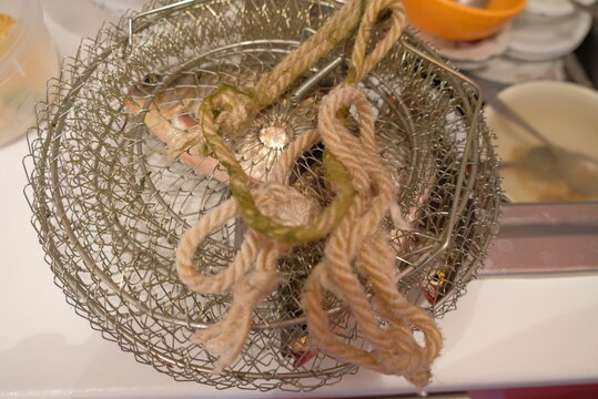 Live fish after fishing in a cage