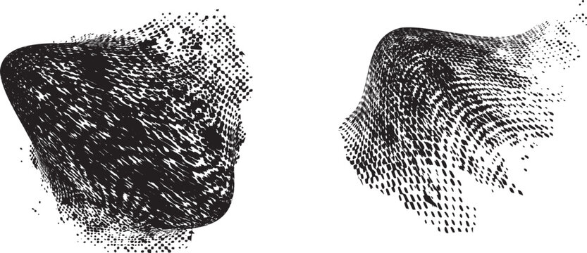 Vector particle flow formed by dynamic black textures. Organic particle shape with depth and movement. Noise texture with dynamic particle textures for design overlay.
