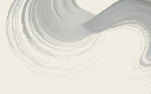 Abstract gray brushstroke swirl on a textured light background, modern minimalist art, elegant design.