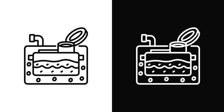 Septic Tank Icon In Black And White Style