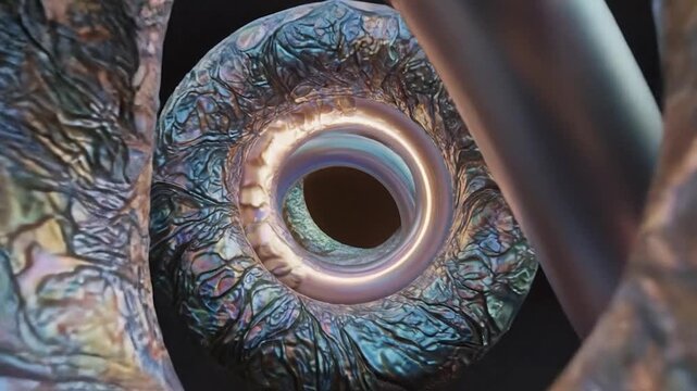 Abstract Torus Knot Rotating With Organic Texture
