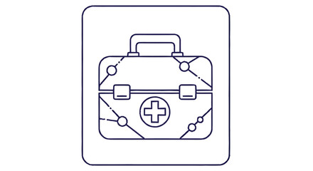 Obraz premium Digital First Aid Kit Icon with Circuitry and Medical Cross.