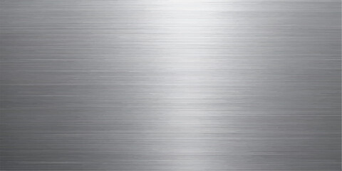 Horizontal brushed metal texture with bright light reflection in the center, a polished metallic background for corporate and technology uses.