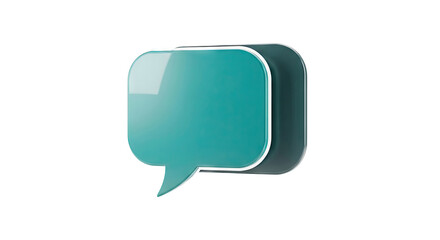 Fototapeta premium 3D Turquoise Speech Bubble with White Border on Gray Background