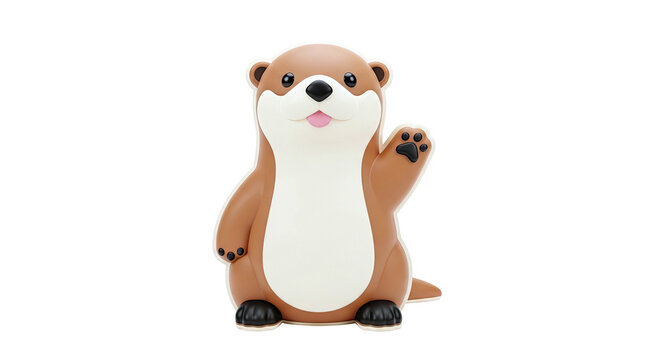 Cute 3D Otter Waving Hello