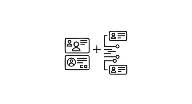 Identity Card and Data List Connection Icon.