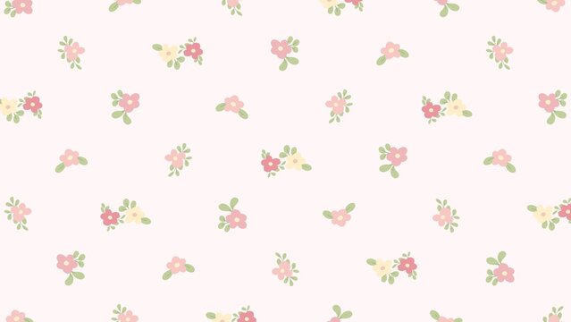 Seamless Small Floral Pattern with Pink Flowers on Light Background