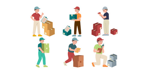 Delivery Person Holding Package and Checklist