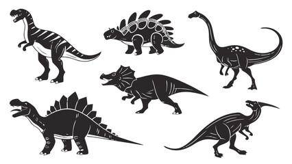 Dinosaur Silhouettes Vector Set - Prehistoric Creatures Collection © Muhamad