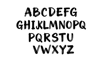 Hand drawn brush painted alphabet letters vector illustration © ema